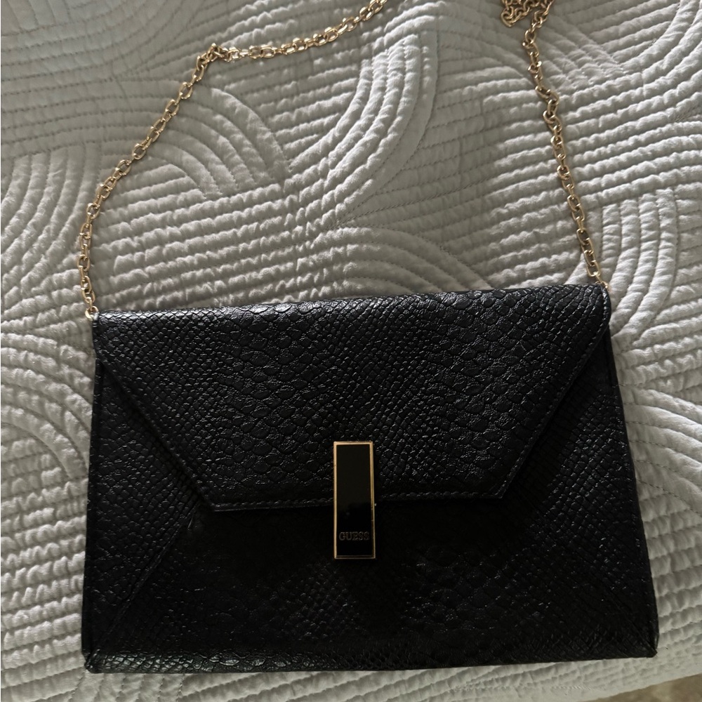 Guess Black Leather Wristlet Clutch